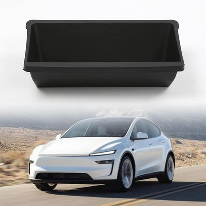 For Tesla Model Y Juniper 2025 2026 Under Seat Storage Box Organizer - Front Row，Anti-Slip Hidden Underseat Organizer Tray Storage Box for Model Y Juniper Interior Accessories (No Lid Cover, 1 Pack）