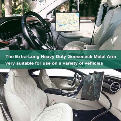 Car Seat Rail Floor Tablet Mount Truck Vehicle Holder for 4-13" Tablet & Phone, Heavy Duty 19.7 inch Gooseneck Arm Holder for iPad Pro 12.9 11 Air Mini, Samsung Tab, Galaxy Z Fold 4, iPhone