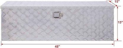48 Inch Truck Tool Box, Waterproof HeavyDuty Aluminum Tool Box With Lock And Keys, 5 Bar Tread Wide Utility Toolbox For Pick Up Truck Bed Rv Organizer Trailer, 48x15x15inch