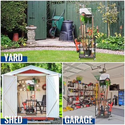 Rolling Garden Tool Organizer for Garage and Yard Tools