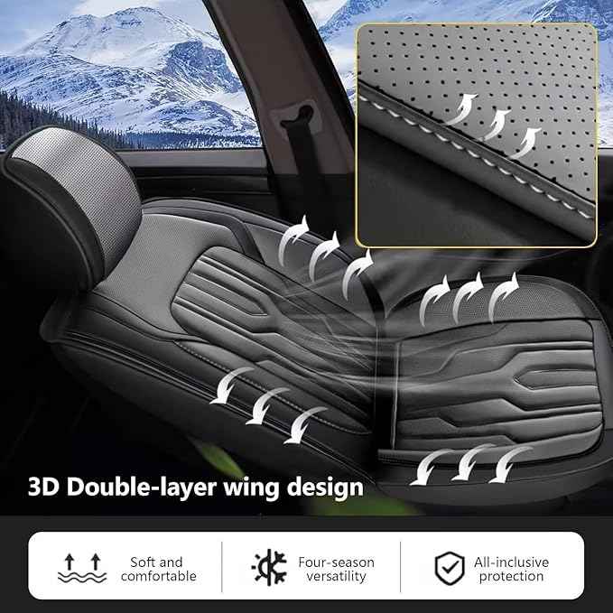 YORKENIC Fit for Dodge Grand Caravan Seat Covers Front Set 2008-2020: Breathable Leather Car Seat Covers Compatible Airbag (2 Front Set, Black & Grey)