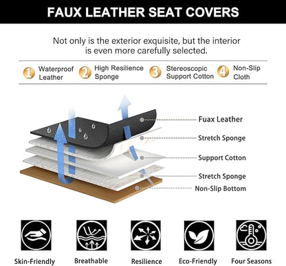 YORKNEIC Seat Covers for Jeep Liberty 2002-2012:2 Row 5 Seat Full Set Faux Leather Car Seat Covers for Liberty Automotive Seat Cushion with Airbag Compatible(5 Seat Full Set,Black&Gray)