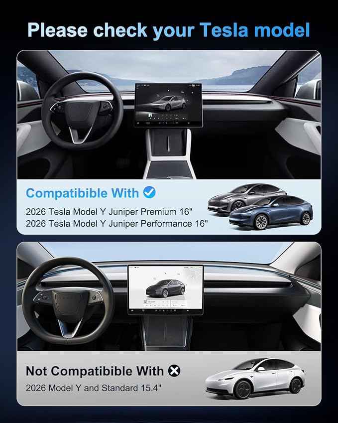 2026 Model Y 16Inch Glossy Screen Protector For Tesla Modely 16" Touch Screen & 8" Rear Screen Saver For Model Y Juniper Performance/Premium Accessories [NO Glare&Fingerprint] 9H Tempered Glass-2PCS
