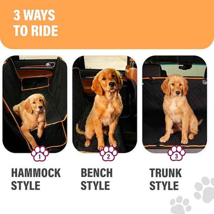 Active Pets Dog Car Seat Cover for Back Seat, Waterproof Pet Hammock Protector, Durable Nonslip Seat Protection SUV Truck, Standard 53"x56", Orange