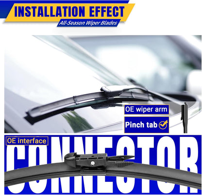 3 wipers Replacement for 2020-2023 Ford Escape, Windshield Wiper Blades Original Equipment Replacement - 24"/20"/11" (Set of 3) Pinch Tap