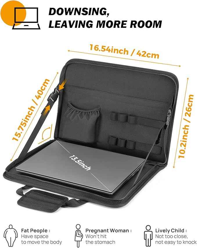 JOYTUTUS 3 in 1 Steering Wheel Eating Tray Upgraded(16.1 * 10 inch), Car Back Seat Laptop Desk, Multifunctional Car Office Bag, Car Work Table for Writing, Car Organizer for Kids, Commuters, Family