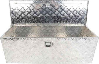 SCITOO 44 Inch Diamond Plate Truck Bed Tool Box,Heavy Duty Aluminum Crossover Storage for Most Full Size Pickups,Lockable Weatherproof Chest,Fits 44" Truck Beds,Easy Access to Load and Unload