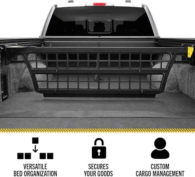 RealTruck Roll-N-Lock Cargo Manager Truck Bed Organizer | CM402 | Fits 2019 - 2025 Dodge Ram 1500/2500/3500, Does Not Fit w/ Multi-Function (Split) Tailgate 6' 4" Bed (76.3")
