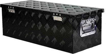 Aluminum Truck Bed Tool Box, Plate ToolBox for Pick Up Truck RV Trailer, Chest Storage Organizer with Lock and Keys, Trailer Toolbox Storage black 30 inches