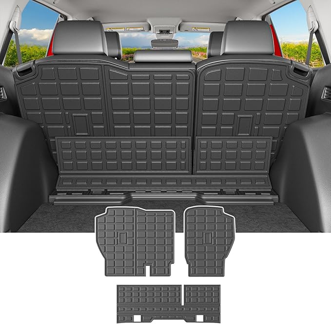 powoq Fuel Cargo Mat Compatible with 2023 2024 2025 2026 Honda CRV Trunk Mat Back Seat Protector TPE Cargo Liner Replacement for 2023-2026 Honda CRV Accessories