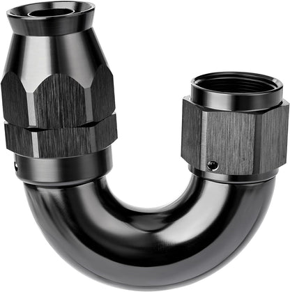 EVIL ENERGY 12AN 180 Degree PTFE One Piece Full Flow End Hose Fitting Aluminum Black