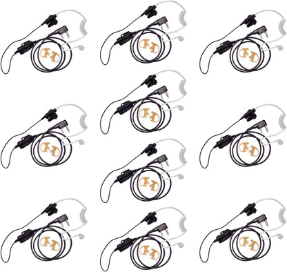 BTECH QHM07 Platinum Series Noise-Cancelling Earpiece with In-line PTT & Microphone for K1 Radios like BaoFeng, Kenwood Radios (Includes Earmolds and Earbud, 10 Pack)