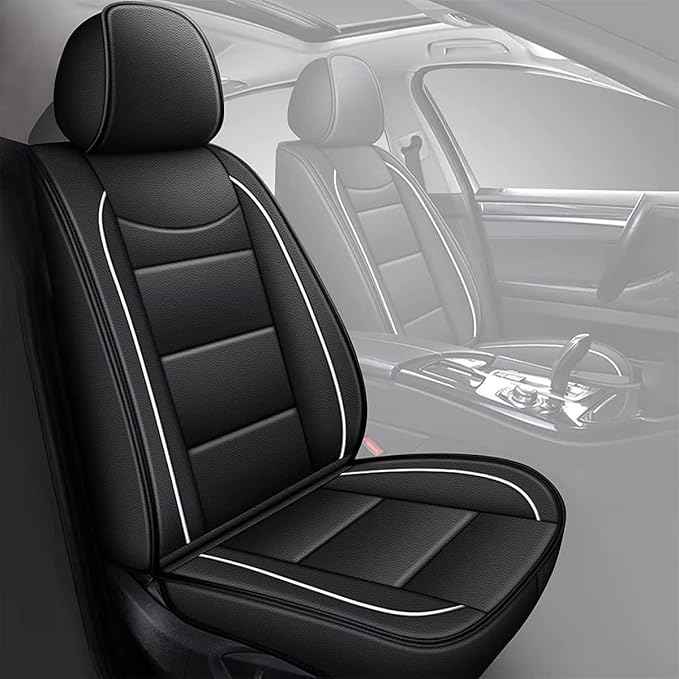 YORKNEIC Car Seat Covers Full Set fit for Jeep Cherokee 2014-2023, Waterproof Faux Leather Seat Covers Breathable Easy Install Full Protection Minimalist Luxury (Full Set, Black)