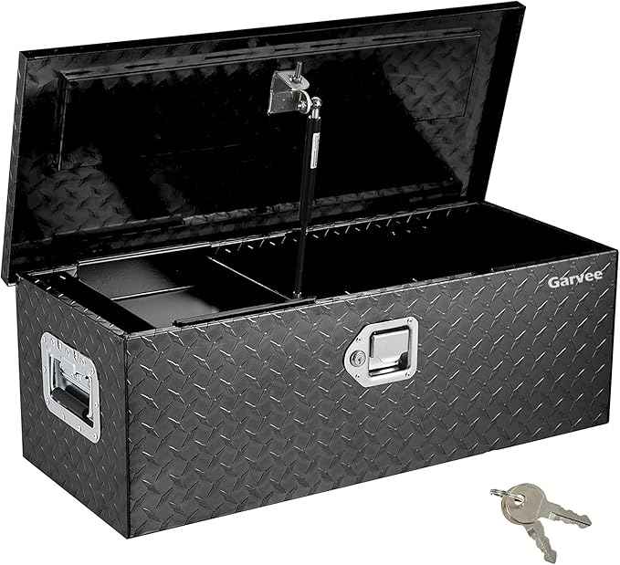 Garvee 30 Inch Truck Bed Tool Box, Heavy Duty Aluminum Pickup Tool Chest with Sliding Shelf, Waterproof & Rust-Resistant Storage Organizer for Truck, RV, Trailer, Black