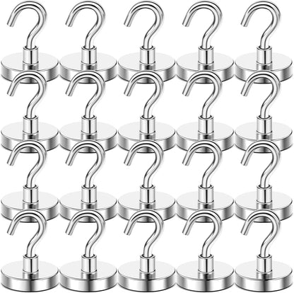 DIYMAG Magnetic Hooks, 118 LB Heavy Duty Strong Magnet with Hook, Rare Earth Neodymium Magnets for Hanging, Magnetics Hanger for Curtain, Home, Kitchen, Workplace, 20 Packs