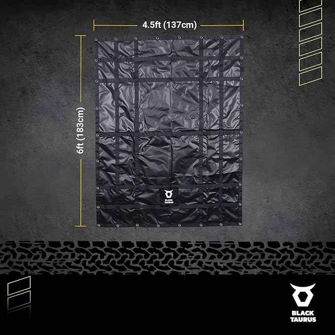 Waterproof Truck Bed Tarp Cover – Heavy Duty Cargo Net & Tarp for Pickup Truck Bed, Trailer, ATV, & Roof Rack, All-Weather Cargo Net to Secure Load, 4 Adjustable Straps - 4.6 ft x 6 ft