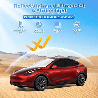Upgraded Window Shades for 2020-2024 Tesla Model Y Accessories with Suction Cups Windshield Sun Shade Side Rear Window Covers Sunshade Sun Shield Privacy Protection for Camping Black 8PCS