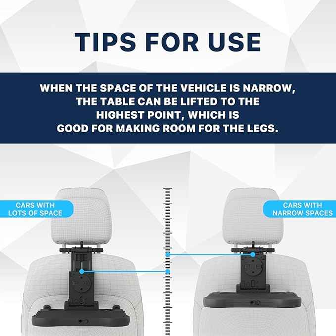 Car Back Seat Tray Table, Stable Foldable Auto Backseat Food Trays Desk for Rear Passenger Road Trip Eating & Work, Multifunctional Adjustable Travel Tray with Phone Drink Holder for Laptop iPad