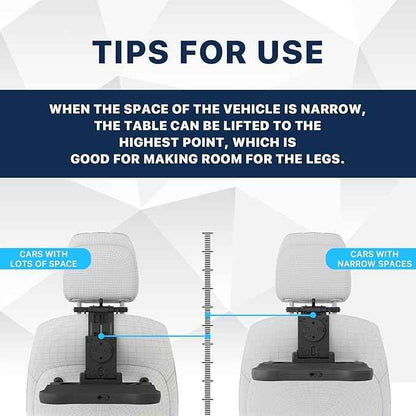 Car Back Seat Tray Table, Stable Foldable Auto Backseat Food Trays Desk for Rear Passenger Road Trip Eating & Work, Multifunctional Adjustable Travel Tray with Phone Drink Holder for Laptop iPad