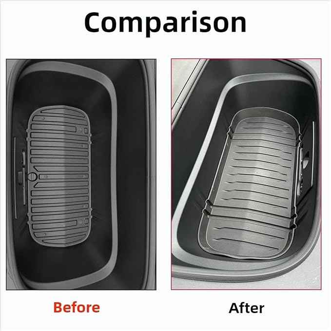 Compatible For Tesla Model Y Juniper 2025 Launch 2026 Front Trunk Mat Partition Board TPE Frunk Protector Cushion Organizer Storage Box(MY Juniper Set)
