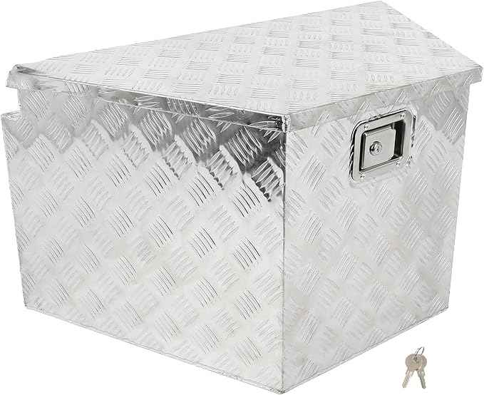 SCITOO 33 Inch Aluminum Diamond Plate Truck Bed Tool Box,Heavy Duty Crossover Storage for Most Full Size Pickups,Lockable Weatherproof Chest,Fits 33" Truck Beds,Easy Access to Load and Unload