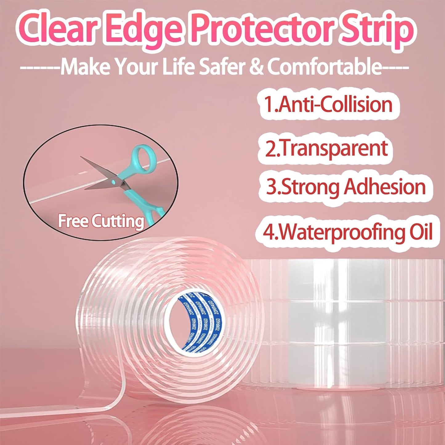 Clear Soft Corner Protectors for Furniture Strip,1.8in x13FT,Sharp Edge & Table Bumper,Window Edge,Wall Protector, Soft Corner Guards Safe for Proof,Table Corner Protectors in Family