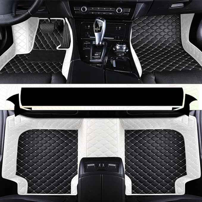 Custom Making Car Floor Mats Compatible with Audi BMW Mercedes-Benz Toyota Lexus Honda Infiniti Nissan Hyundai Kia All Models 2005-2026 (Light Gray and Black White)