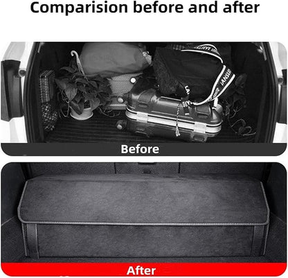 Folding Car Trunk Organizer Compatible For Tesla Model 3 X S Y Leather Big Capacity Storage Box Detachable Partition Car Trunk Storage