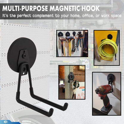 2 Pcs Magnetic Hook Heavy Duty, Strong Magnet Hooks for Garage Tools Hose Rope Electric Drill (Large)