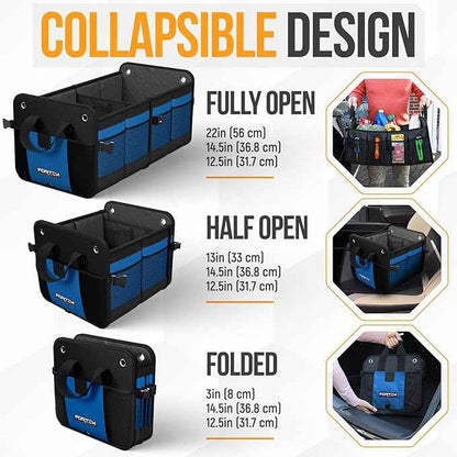 FORTEM Trunk Organizer For SUV Car Organizer and Storage, Collapsible Multi-Compartment Storage Bag Car Accessories for Women Men, 1680D Oxford, Non Slip Bottom, Adjustable Straps, Soft Cover (65L)
