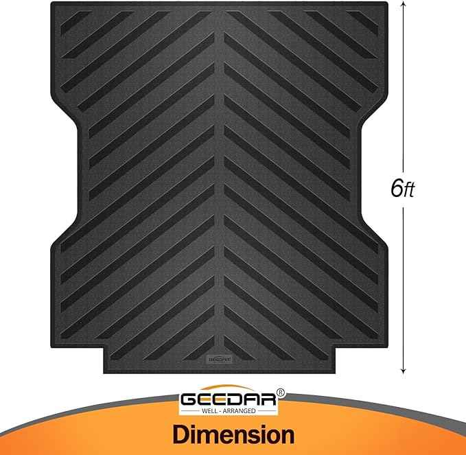 GEEDAR Heavy Duty Rubber Truck Bed Mat for 2024-2026 Toyota Tacoma 6ft Long Bed, Tacoma Accessories, compatiable with Toyota Tacoma Truck Bed Mat Liner, Black