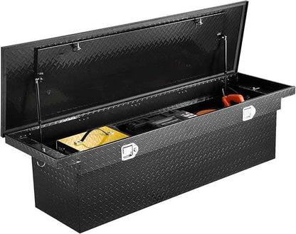 VEVOR Crossover Truck Tool Box, 69x20x14 In, Heavy Duty Aluminum Toolbox with Diamond Texture, Pick Up Truck Bed RV Trailer Toolbox, Waterproof Storage Organizer with Lock, Keys, Side Handles, Black