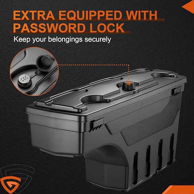 GEARLAST Truck Bed Storage Box With Password Lock Fit for Ford F-150 2015-2025, Passenger Side,30L, Black