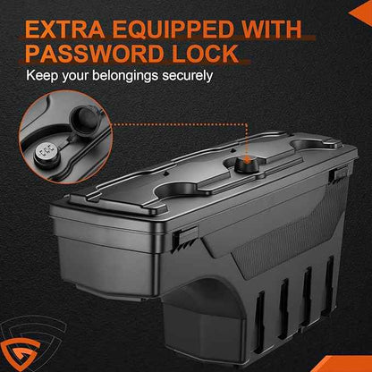GEARLAST Truck Bed Storage Box With Password Lock Fit for Ford F-150 2015-2025, Passenger Side,30L, Black