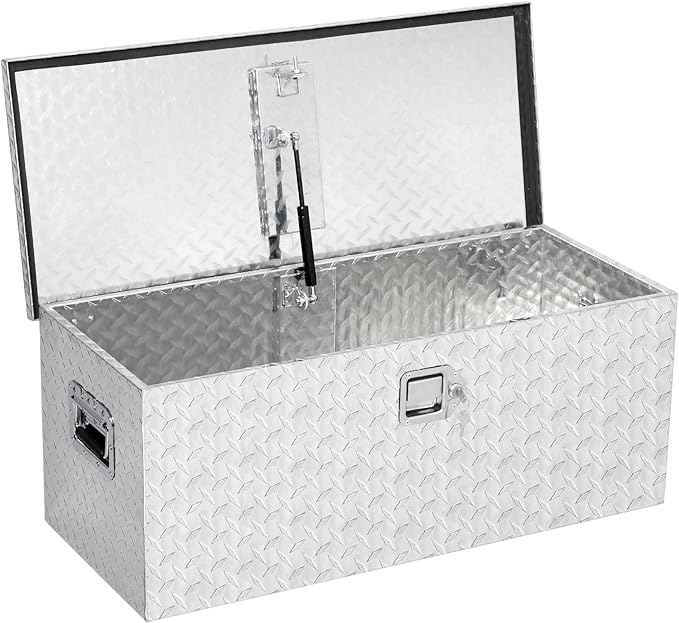 30x15x15 Inch Truck Bed Tool Box, Heavy Duty Aluminum Diamond Plate Tool Box, Trailer Tool Box for Pick Up Truck RV Trailer, Chest Storage Organizer with Lock and Keys,Sliver(No sliding metal box)