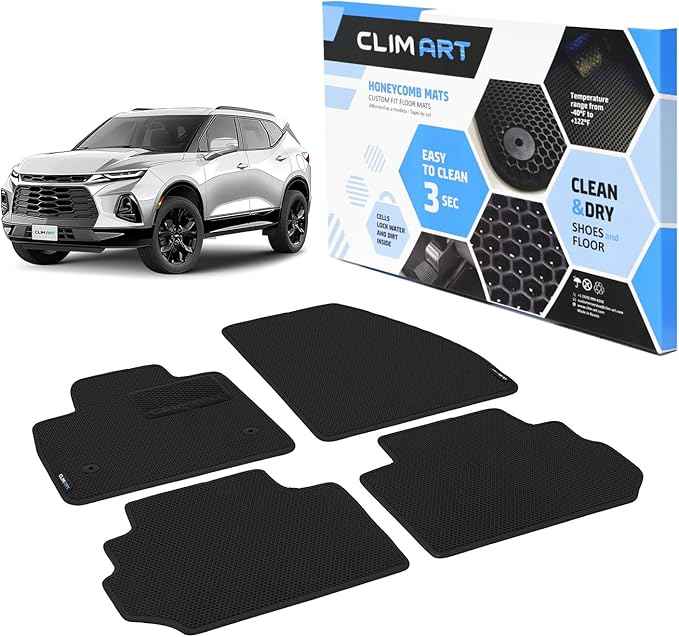 CLIM ART All-Weather Car Floor Mats Compatible with Chevrolet (Chevy) Blazer 2019-2026, Custom-Fit Heavy-Duty Floor Liners for Cars & SUVs, Car Accessories for Men & Women, Black - FL011419131