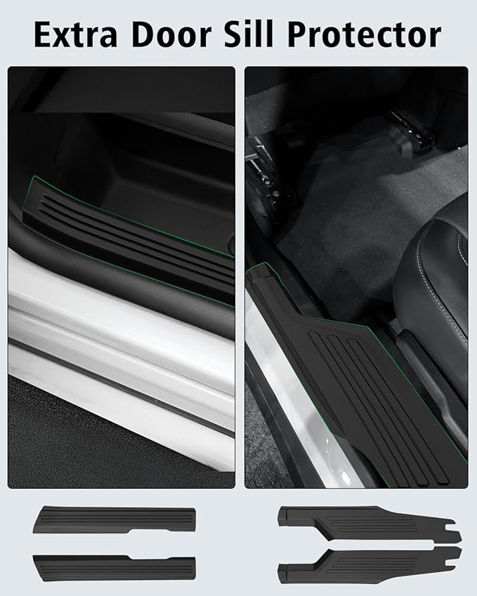 Floor Mats & Cargo Liner for Chevrolet Chevy Traverse 2024-2026 & GMC Acadia 2024-2026 & for Buick Enclave 2025-2026 7-Seat Bucket Chairs All Weather TPE Set, Door Sill Protectors, Black Accessories