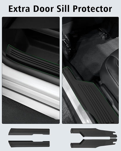 Floor Mats & Cargo Liner for Chevrolet Chevy Traverse 2024-2026 & GMC Acadia 2024-2026 & for Buick Enclave 2025-2026 7-Seat Bucket Chairs All Weather TPE Set, Door Sill Protectors, Black Accessories