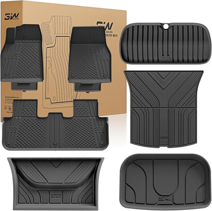 3W 2025 2026 Tesla Model Y Juniper Floor Mats with Cargo Liners, Trunk Mats TPE Anti-Slip All Weather Accessories