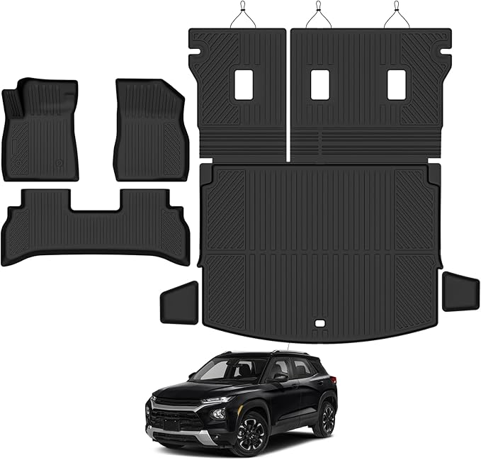 Custom Fit Floor Mats for 2021-2025 2026 Chevrolet Trailblazer FWD(Only Fit Cargo in Upper Deck Position), All Weather TPE Floor Liners with Trunk Mat & Backrest Protectors, Interior Accessories