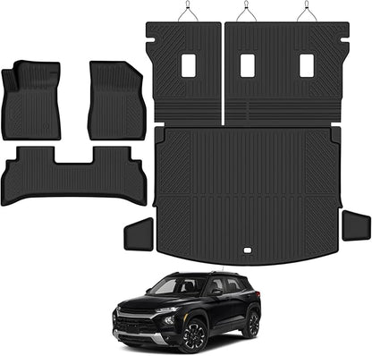 Custom Fit Floor Mats for 2021-2025 2026 Chevrolet Trailblazer FWD(Only Fit Cargo in Upper Deck Position), All Weather TPE Floor Liners with Trunk Mat & Backrest Protectors, Interior Accessories