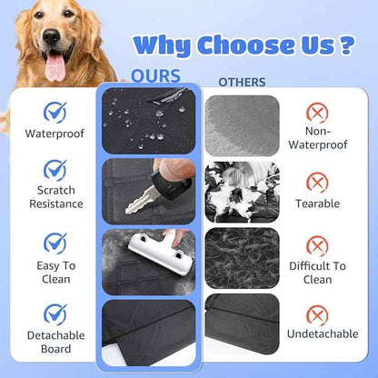 Nobleza Dog Car Seat Cover for Large Dogs, Hard Bottom Waterproof Backseat Extender with Mesh Window & Pocket, 400lbs Heavy Duty Anti-Scratch Non-Slip Pet Hammock for SUV Truck Cars