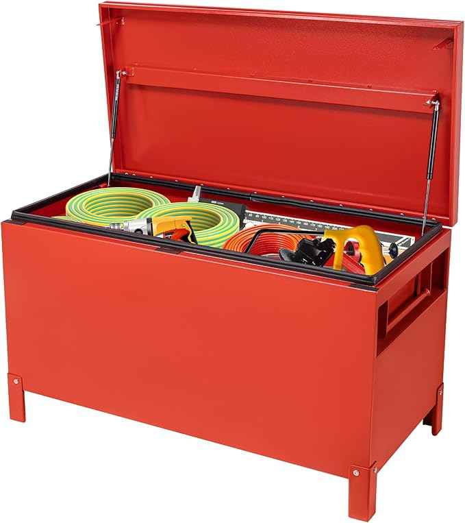 Aluminum Truck Tool Box Jobsite Storage Box Toolbox Chest Cabinet Heavy Duty Truck Bed Toolbox Gangboxes Tools Organizer Pick Up Truck Bed RV Trailer With Side Handles