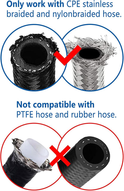 LokoCar 6AN Hose End Fitting 180 Degree Swivel For CPE Braided Hose Black 2Pcs