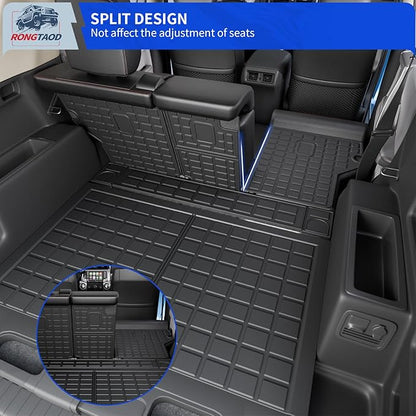 Rongtaod Cargo Mat Compatible with 2010-2024 Toyota 4Runner 5 Seats Trunk Mat Cargo Liner Back Seat Cover Protector 2023 4 Runner Accessories (Trunk Mats + Backrest Mats,Fit with Sliding Tray)