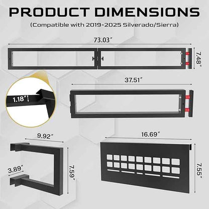 Truck Bed Divider with MOLLE Panel Aluminum Foldable Cargo Divider fit 2019-2025 Chevy Silverado and GMC Sierra 15000