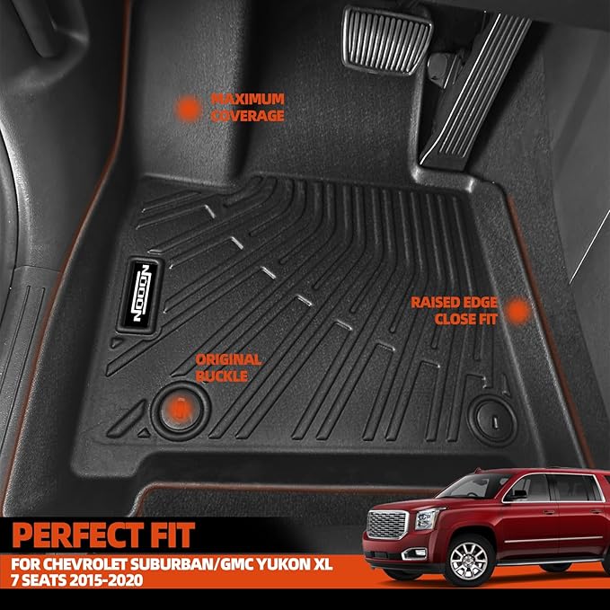 Custom Fit Floor Mats for 2015-2020 Chevrolet Suburban/GMC Yukon XL 7 Seats Bucket Seats, All Weather TPE Floor Liners & Trunk Mat & Backrest Protectors, Odorless Full Set Interior Accessories
