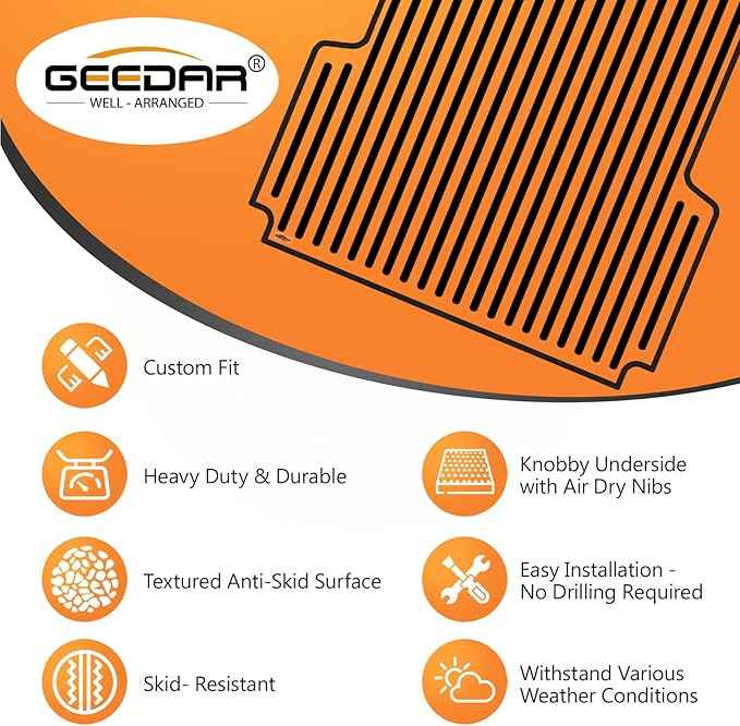 GEEDAR Rubber Bed Mat Compatible with Jeep Gladiator JT 5ft 2020-2026 (60 inches) Heavy Duty Truck Bed Mat for Jeep JT 5ft Truck Bed Liner, Heavy Duty Pickup Bed Accessories Cargo Mat