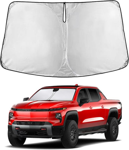EcoNour Windshield Sun Shade Compatible for Chevrolet Silverado EV 2024-2026 Front Window Sunshade Foldable Sun Visor UV & Heat Blocking Protection