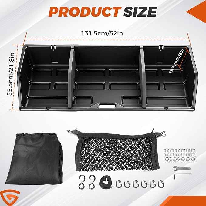 GEARLAST 52 inch Truck Bed Cargo Box, Truck Bed Organizers and Storage,Truck Bed Storage System with Isolation Netting and Tarpaulin, Tailgate-Slide Design for Effortless Loading/Unloading